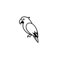 Simple, elegant line art of a parrot, standing out against a white background.