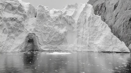 Frozen Landscape Features Towering Ice Formations and Dramatic Clouds Under a Moody Sky During Twilight Hours in a Remote Arctic Region