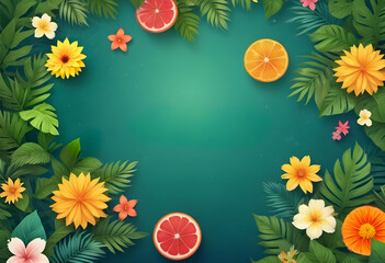 background with flowers and butterflies