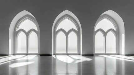 Elegant Architectural Windows with Soft Natural Light and Shadows