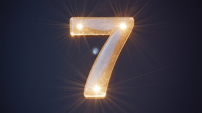Mystical glowing number seven representing luck and spirituality in a dark setting with magical energies