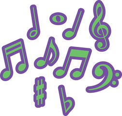 Vector Music Symbols Sticker Set – Colorful Musical Icons Collection