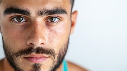 Obraz premium Turkish athlete with a serious expression, white background for inscription. 