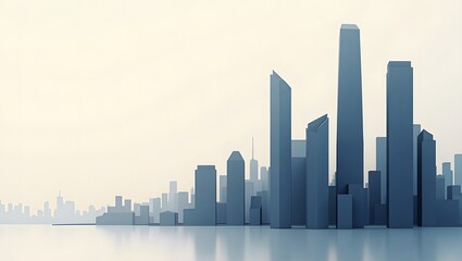 Modern Urban Skyline with Minimalist Aesthetic and Serene Atmosphere
