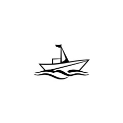 Simple boat silhouette illustration, a minimal depiction of a boat with a sail.