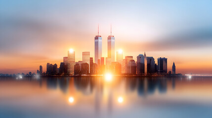 Obraz premium shanghai city skyline double exposure 