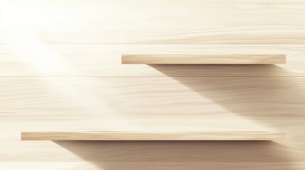 Wooden Shelves on Light Wall