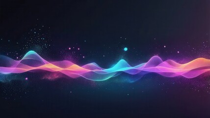 Abstract background with a wave of neon energy, flowing from the left to the right. The wave has multiple colors including shades of blue, pink, and yellow.