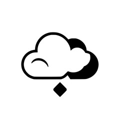 Black and white minimalist cloud icon, showing a sunny weather with light rain, in modern graphic style on a clean white background.