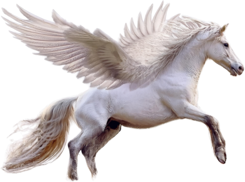 Majestic White Pegasus Horse with Wings in Flight Mythical Creature Fantasy Art