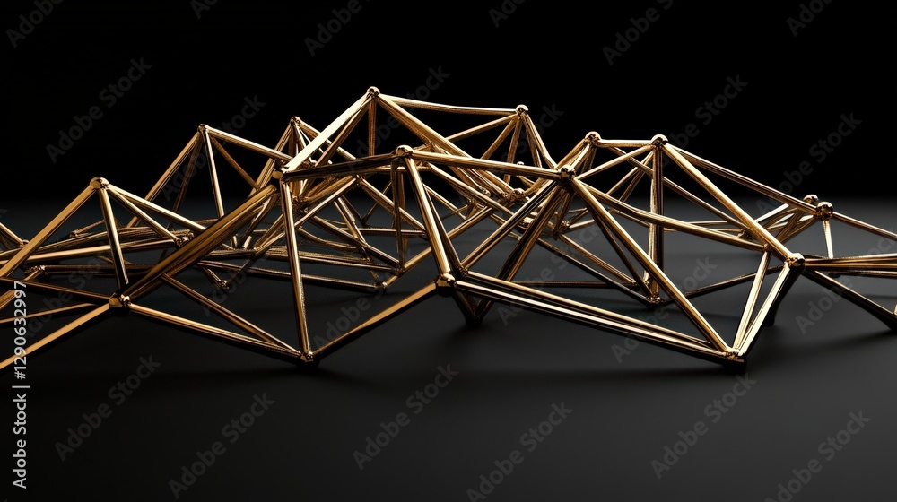 Poster a network of interconnected triangles, forming a geometric web with lines that stretch and bend at v