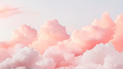 Fototapeta premium Soft pink clouds blend seamlessly into serene sky, evoking tranq