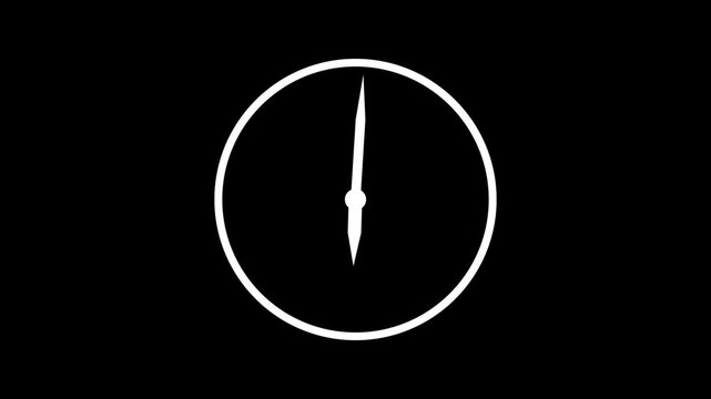 Clock icon Animation.digital clock icon animation with black background. wall clock icon,
