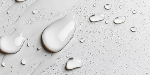 Water with drops falling on a white background, perfect space for inscription. 