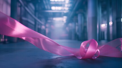 Naklejka premium Pink Ribbon Abstract Flowing Fabric Elegant Design Soft Texture Background Subtle Color Gradient Smooth Artistic Photography Studio Shot Pink Ribbon 