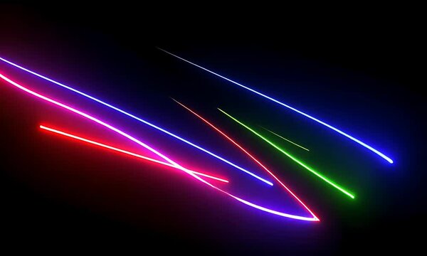 Abstract neon light streaks on black background