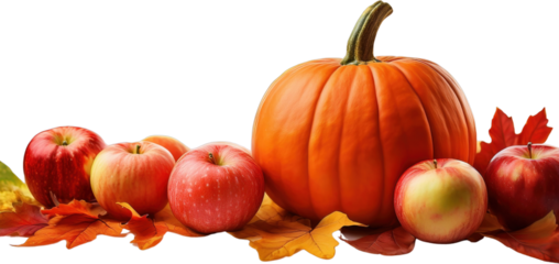Autumn Harvest Pumpkin Apples and Fall Leaves Still Life Photography
