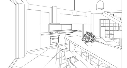 Fototapeta premium residential building interior 3d illustration