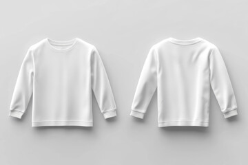 Plain white Long Sleeve T Shirt Mockup, Front and Back Views