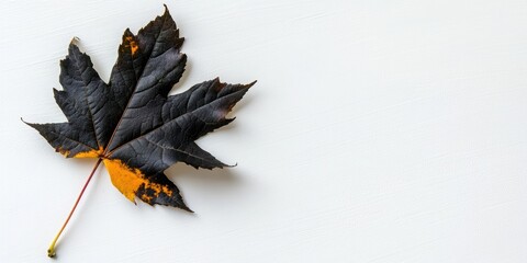 One tree leaf on a white background. 