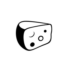 Monochrome cheese illustration against a white background.