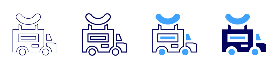 Truck air conditioning recharge icon in 4 different styles. Thin Line, Line, Bold Line, Duotone. Duotone style. Editable stroke