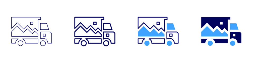 Truck alarm system icon in 4 different styles. Thin Line, Line, Bold Line, Duotone. Duotone style. Editable stroke