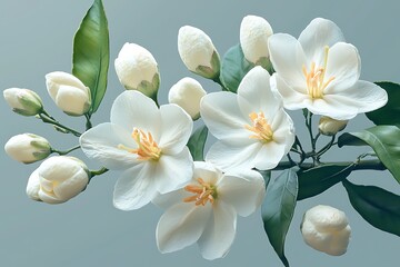 The neroli flower in bloom Citrus blossoms, with a transparent PNG featuring a cluster white flowers and buds from an orange tree, captured in ultra HD