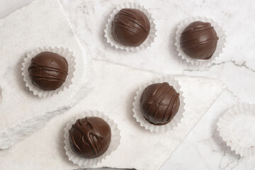 Classic chocolate truffles coated in dark chocolate	