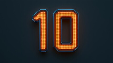 A glowing orange number "10" displayed against a dark background, featuring a modern, digital design.