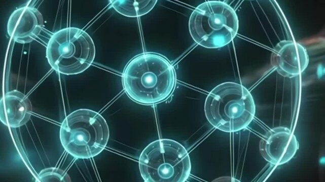 Illustration abstract representation of artificial intelligence through a network of glowing lines and interconnected nodes, symbolizing the flow of information and complex algorithms.  Generative AI.