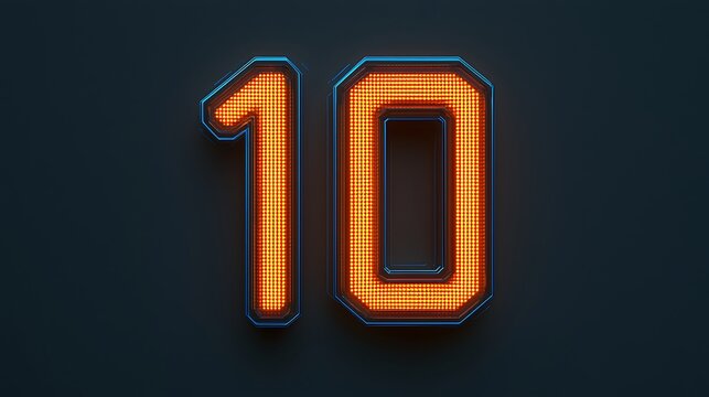 A glowing orange number "10" displayed against a dark background, featuring a modern, digital design.