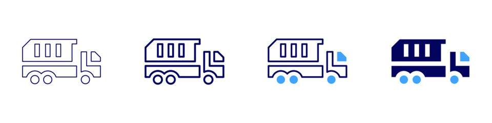Truck cargo box icon in 4 different styles. Thin Line, Line, Bold Line, Duotone. Duotone style. Editable stroke