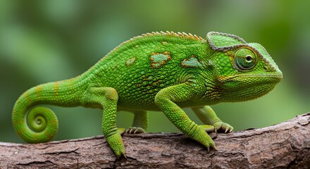 Obraz premium Vibrant Green Chameleon on Branch