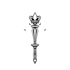 Ornamental Sceptre: Majestic Monarch's Emblem Against White Backdrop - A Simple Illustration.