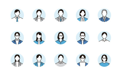 ビジネスチームのアイコンセット　円背景