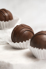 Classic chocolate truffles coated in dark chocolate	
