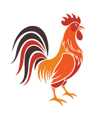 Elegant Stylized Rooster Vector Illustration on white