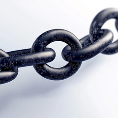 A close-up of a sleek, black chain link on a light background, showcasing its smooth texture and modern design.