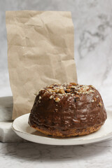Crumpled brown blank paper and homemade sweets, baking recipe book template	