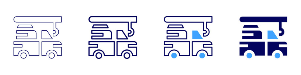 Truck towing accessories icon in 4 different styles. Thin Line, Line, Bold Line, Duotone. Duotone style. Editable stroke