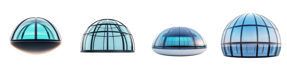 Elegant glass dome architecture design for modern corporate office building interior with transparent skylight structure and geometric reflective surfaces