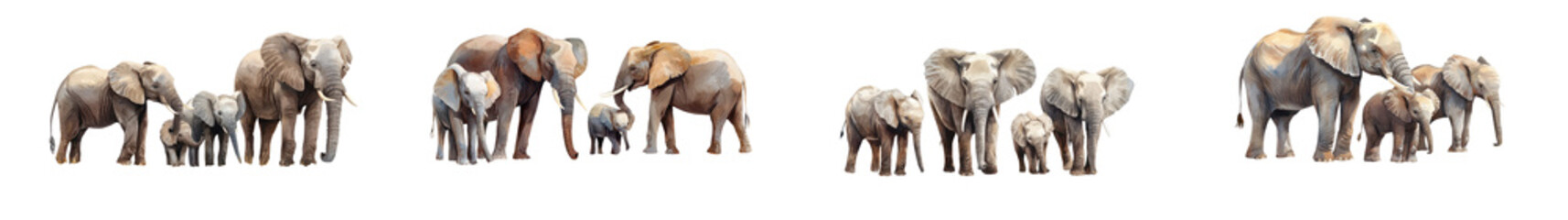 Fototapeta premium Majestic herd of elephants of various ages including calves wandering peacefully through their natural habitat on an African safari This powerful