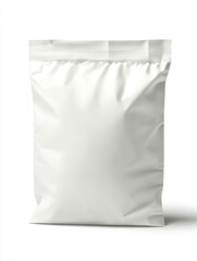 white blank bag for rice or grain packaging, isolated on a white background, for product photography.