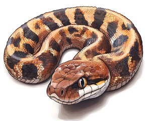 Obraz premium Coiled snake, detailed illustration