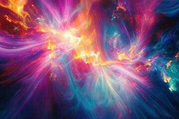 Ethereal light show radiant energy aura of glowing colors abstract digital artwork cosmic environment vibrant viewpoint energy concept