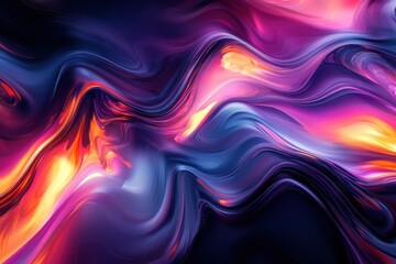 Obraz premium Surging energy waves in fluid motion digital art visualization abstract environment vibrant color palette dynamic viewpoint concept of energy movement