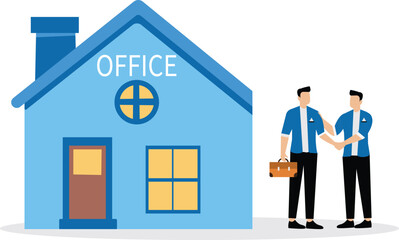 Businessman manager check hands with leaving employee