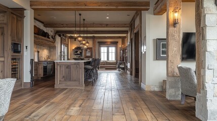 Fototapeta premium Rustic Interior of a Traditional Barn With Straw Bedding and Woven Baskets Under Soft Natural Light During Early Morning