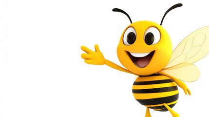 Fototapeta premium Lovely simple design of a yellow and black bee vector illustration on a white background Generative Ai